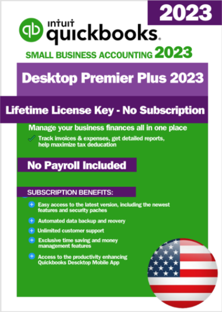 QuickBooks Desktop Premier Plus 2023 | 3 Users | LifeTime Licence (No subscription) | USA Key